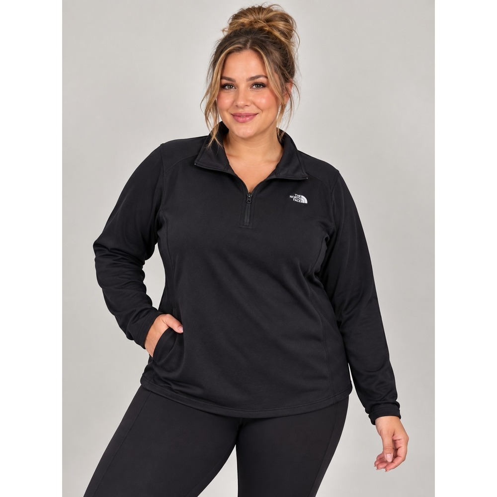 The North Face Women's XL 1/4 Zip Fleece Pullover Black Lightweight Outdoor